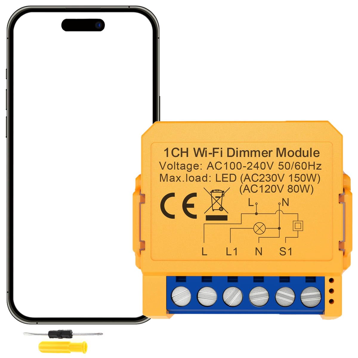 Module de variateur intelligent Module de variateur LED intelligent WIFI 1 gang 2 voies 150 W WiFi Alexa DIY Mini Interrupteurs LED compatibles avec les LED