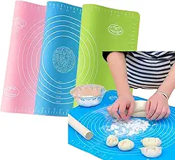 Kit 2 Tapete Culinário 50x40 de Silicone de Forno Ideal para Preparar Paes, Roscas, Pão de Queijo ou Forrar Formas Antiaderente Cozinha Reutilizável Cor Variavel Premium