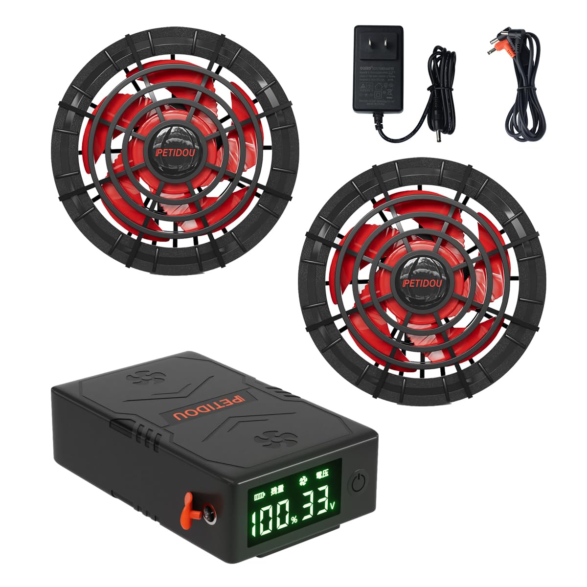 Amazon.co.jp: 【33V 30000mAh大容量バッテリー】ファン