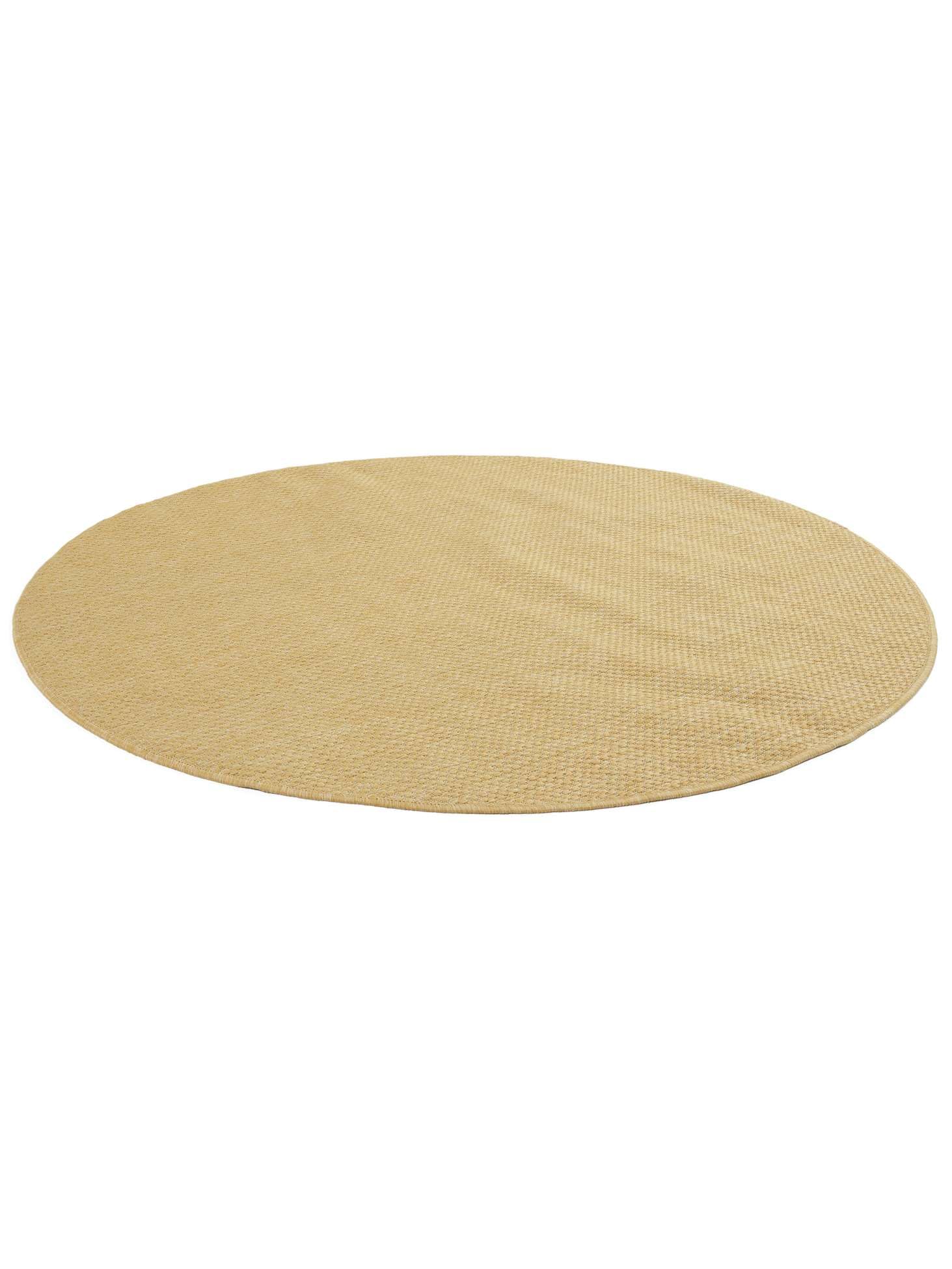 RugVista Clio, Tapis intérieur et extérieur, Modernes, Ø 250 cm, Rond, Poil Moyen, Porch, Lavage à la Main Seulement, Résistant aux UV, Clair Jaune