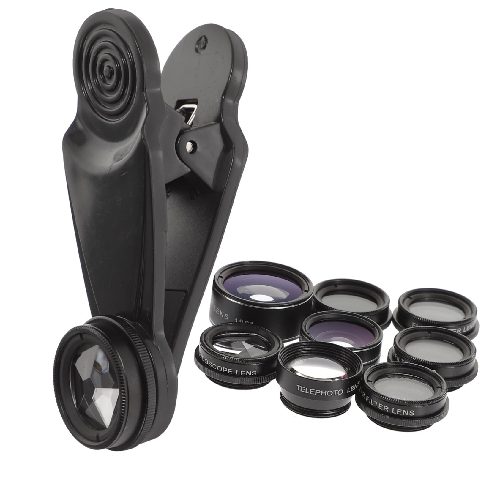 Hemobllo 1 Set 10 in 1 Phone Lens Set Fisheye Mirror Professional Phone Camera Lens Extension Phone Lens Smart Phone Mobile Phone Camera Lens Kit Abs Patent Clip Major Travel Phone Holder