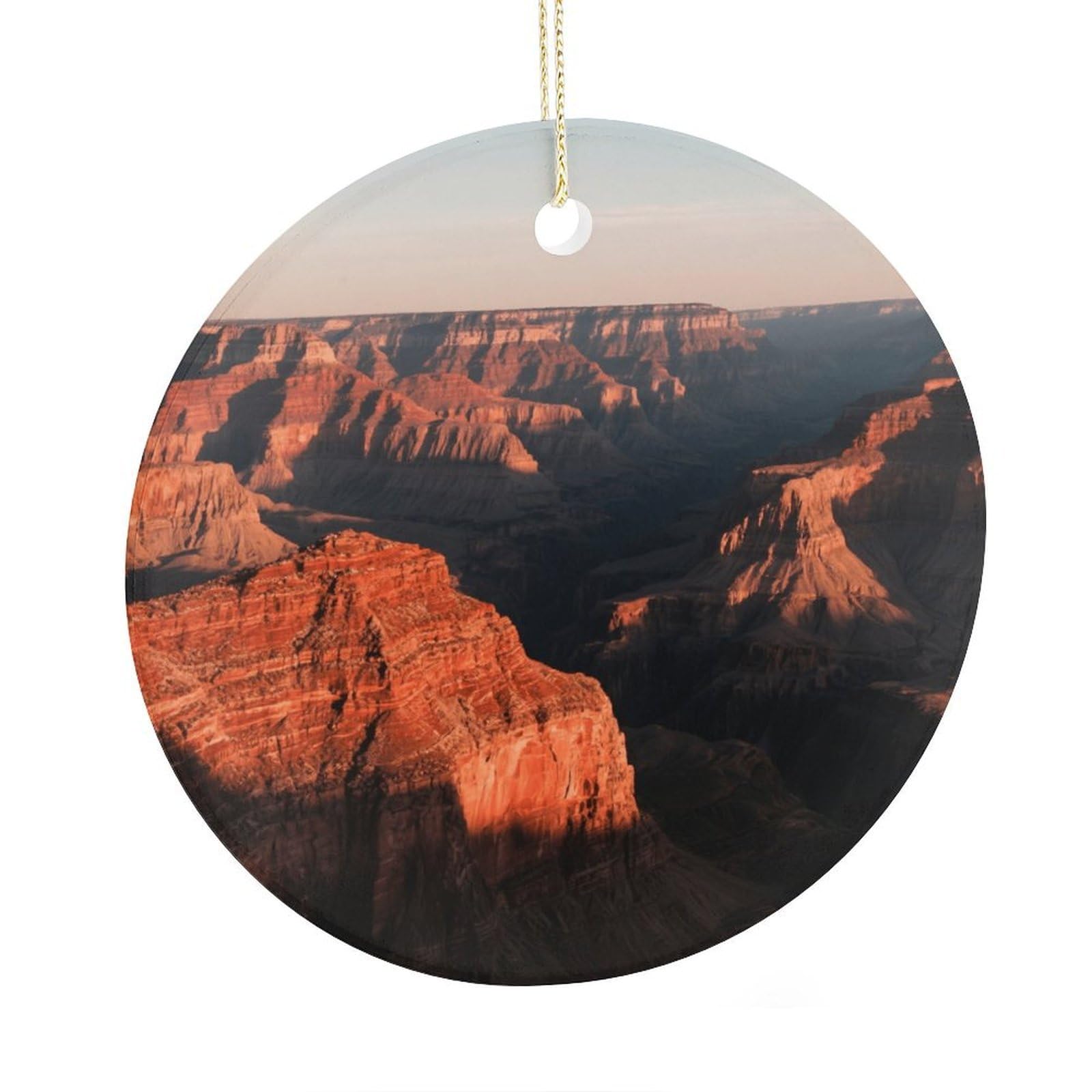 Fekiloot Style Grand Canyon Christmas Ornaments 2.9 Inch Round Ceramic Ornament Keepsake Thank You Gifts For Office, Room, Home - Holiday Present Ideas