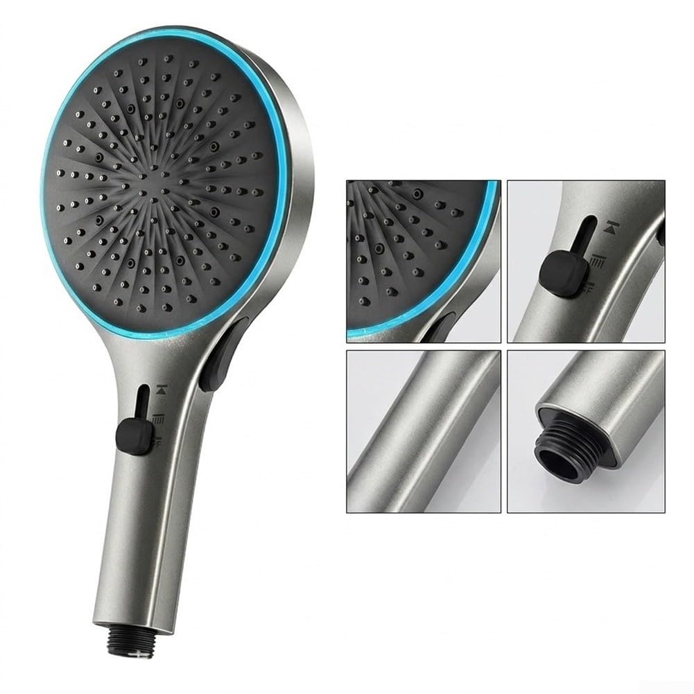 Cabezal para ducha Mano LED Alta Presión 3 Modos Gris Cabezal