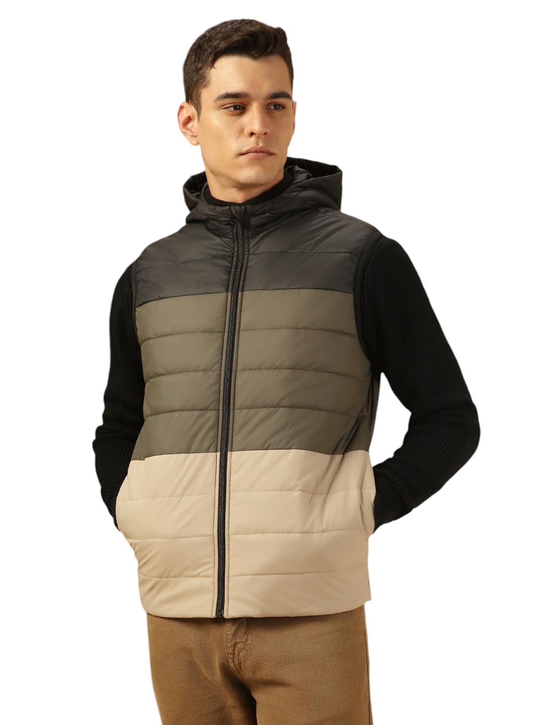 dennis lingo Regular Fit Sleeveless Hooded Colorblock Men Jacket-picture-27