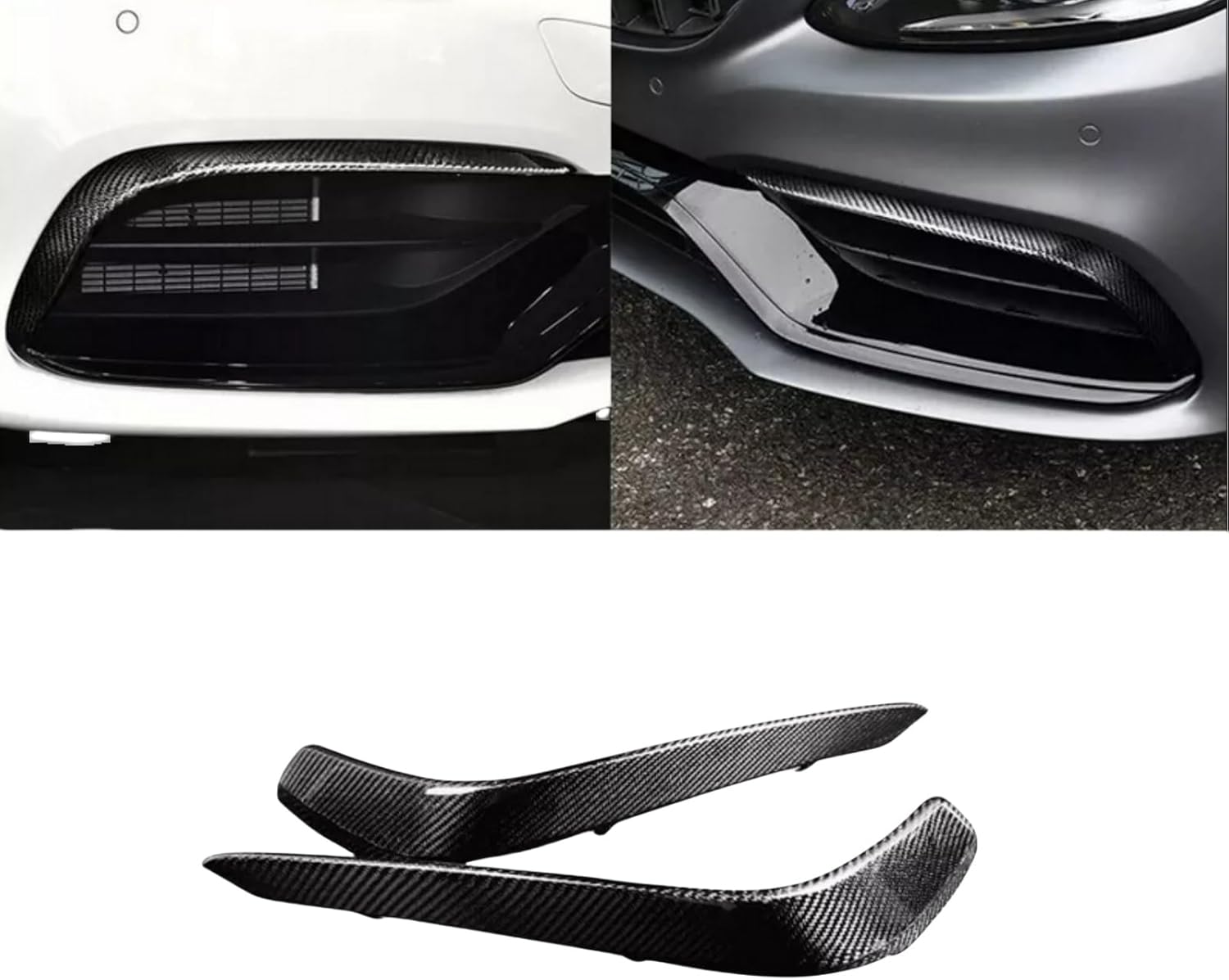 Car Real Carbon Fiber Front Bumper Fog Lamp Spoiler Cover Compatible with Mercedes-Benz W205 S205 C63 AMG
