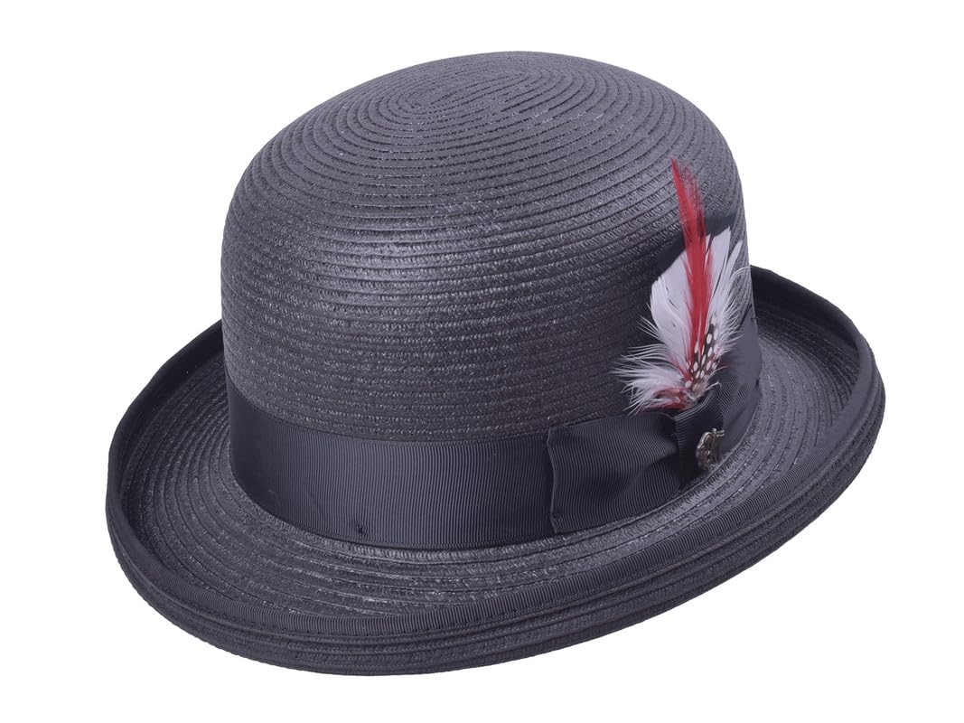 BigalliKanye Paper Braid Sun Hats for Women Men Crushable Beach Hat Homburg, Matching Grosgrain Ribbon UV SPF 80