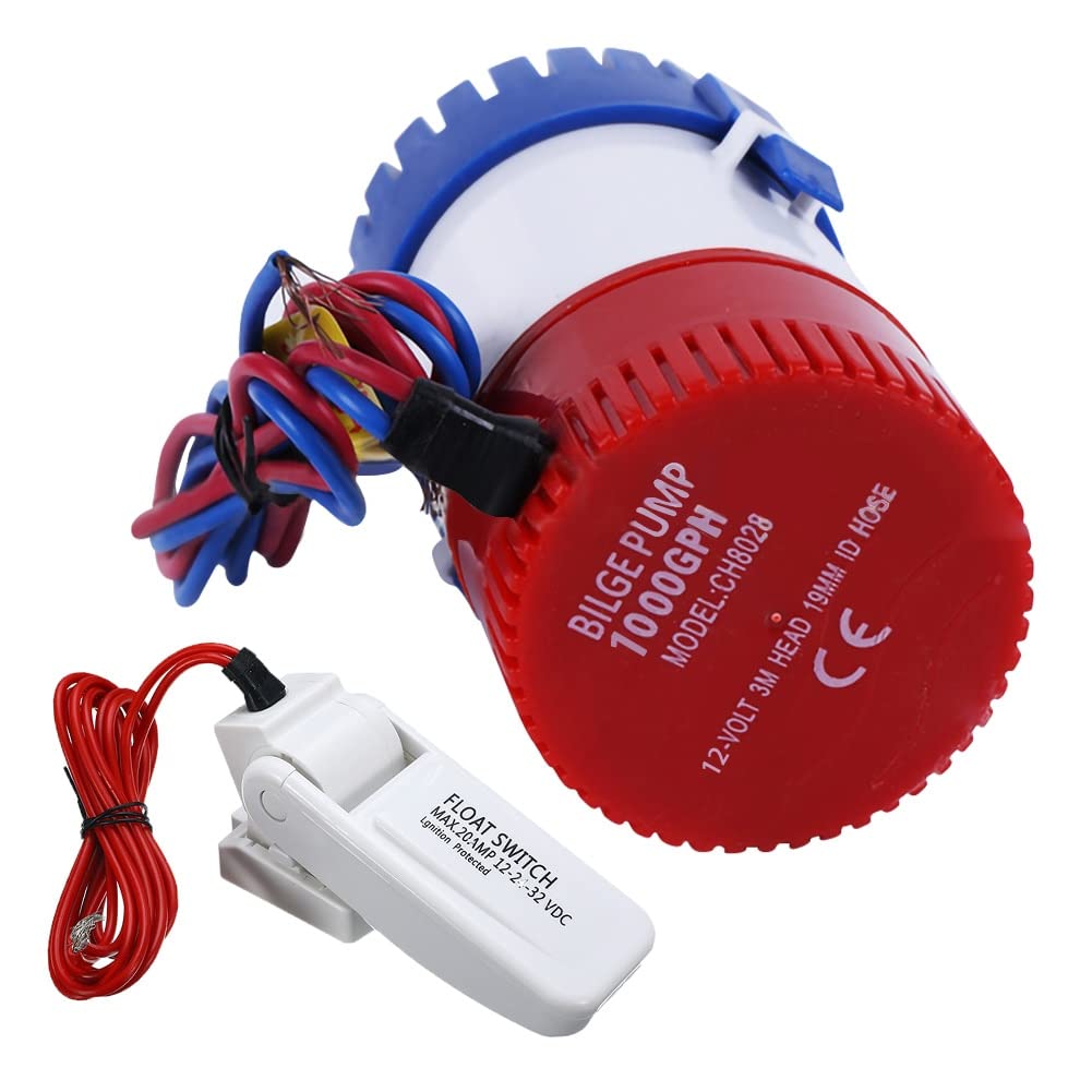 Bombas de agua eléctricas 110 0gph 12v / 24v Juego de combinación de interruptor de control automático de embarcaciones, bomba de agua de silbea sumergible marina eléctrica con interruptor Bombas de a