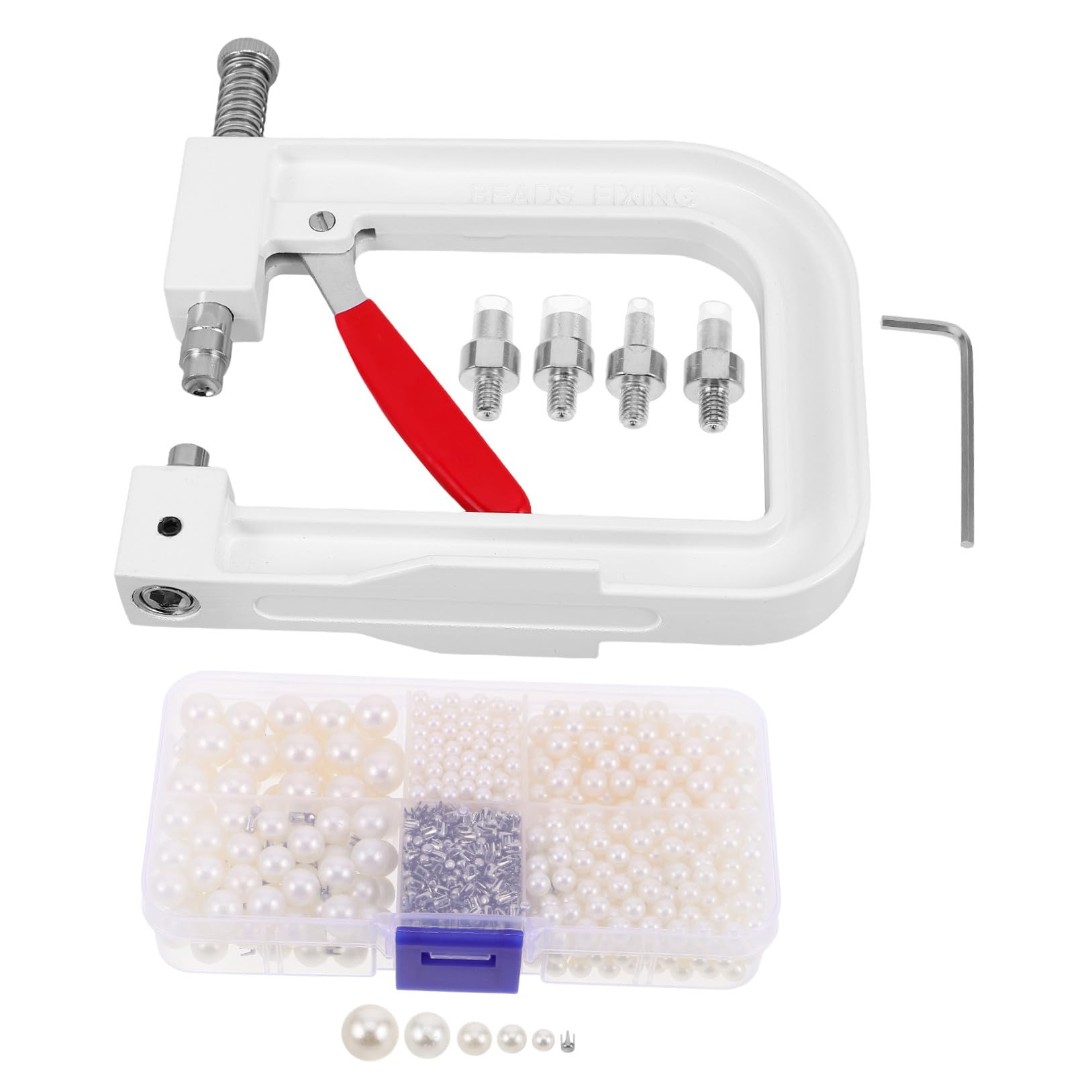 HORIALENCE Herramienta Manual para Engarzar Perlas, Prensa de Montaje de Cuentas, Metal y Plástico, Portátil y Compacta para Joyería en Casa