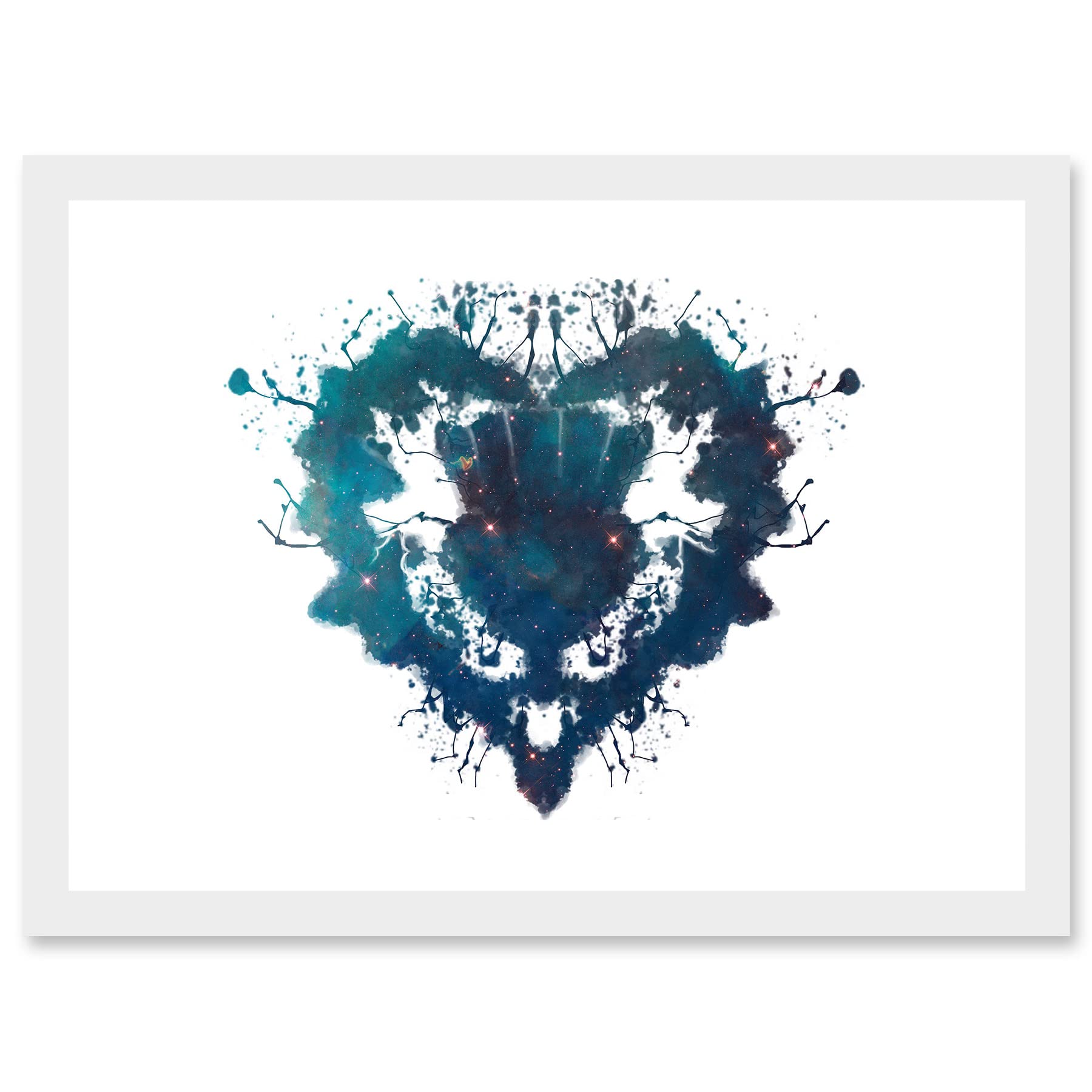 Wee Blue Coo Ink Splat Thistle Heart Scotland A4 Artwork Framed Wall Art Print
