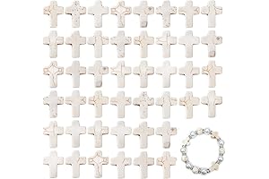 Jucoan 240 PCS Cross Beads, White Turquoise Cross Spacer Beads Charms