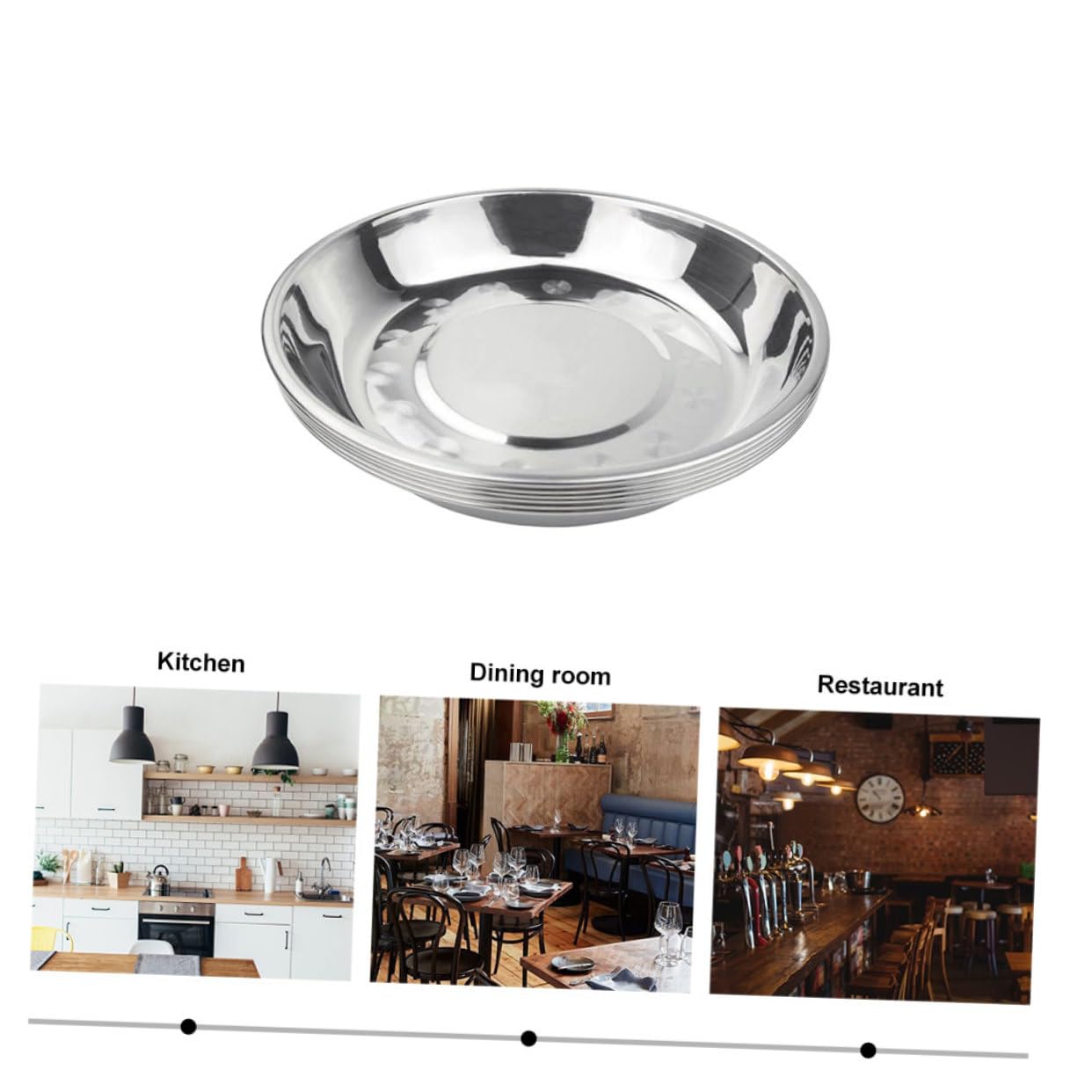 PRETYZOOM 7pcs Stainless Steel Food Plates Stackable Picnic Trays for BBQ Camping and Parties and Easy to Clean Dinnerware Versatile Dipping Sauce Dishes