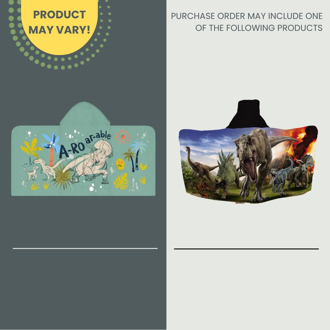 Franco Jurassic World Kids - Toalla de rizo de algodón suave con capucha para baño, piscina, playa, 24 x 50 pulgadas (producto oficial)