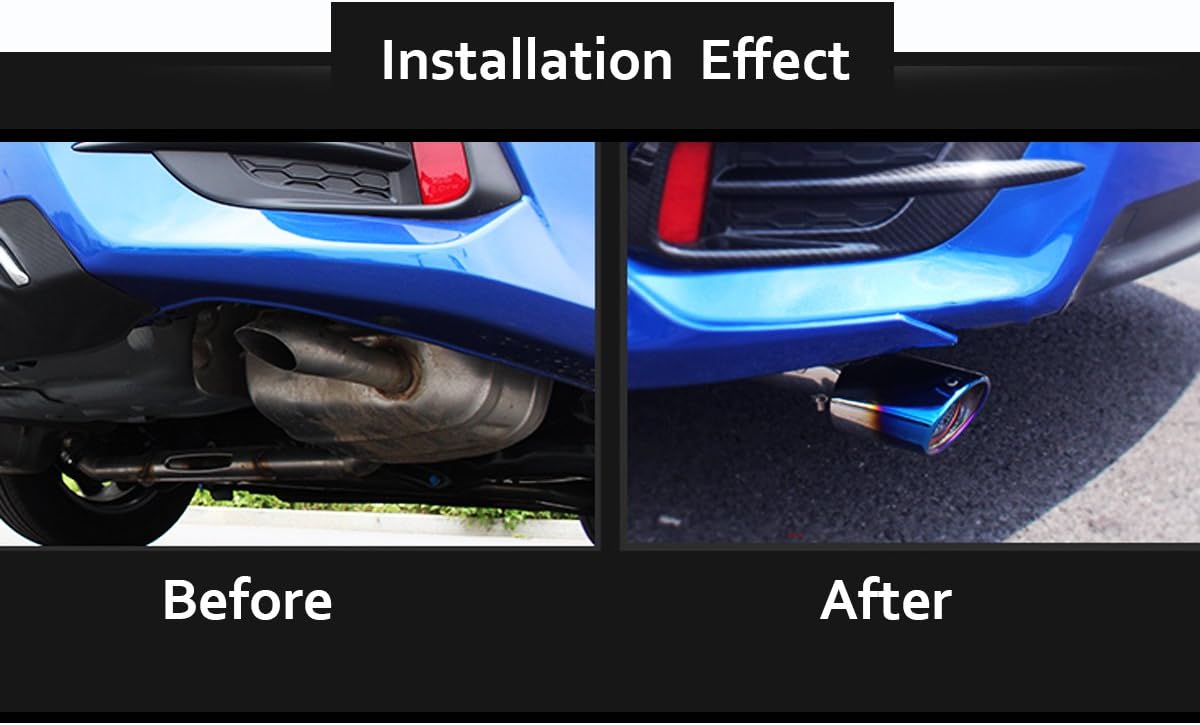 2 Pcs Stainless Steel Blue Burnt Muffler Exhaust Tip Finisher Compatible with 2016-2017 Honda Civic