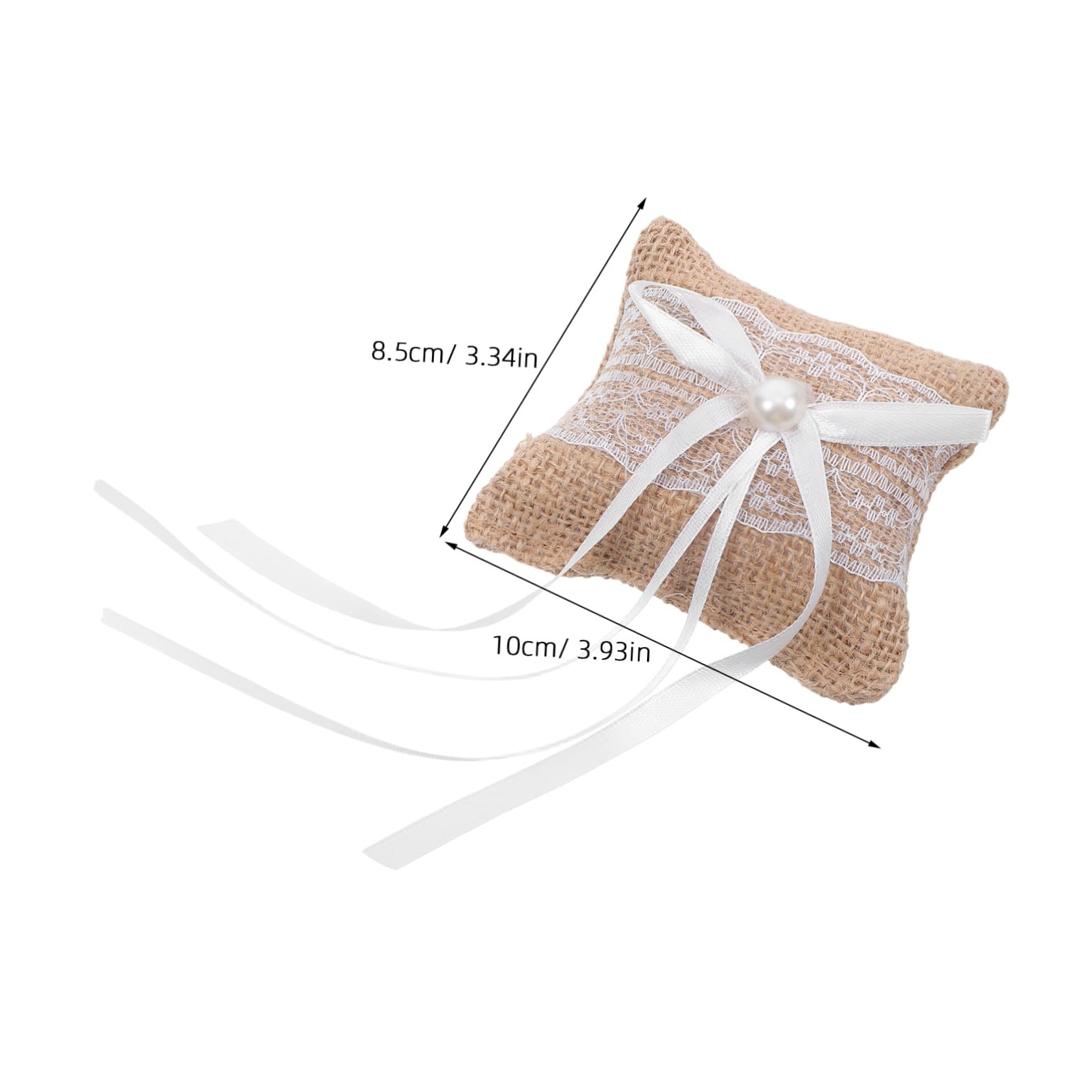 Cabilock 4pcs Bridal Ring Display Cushion Rustic Lace Ring Pillow for Weddings Engagements and Proposals Elegant Burlap and Ribbon Design