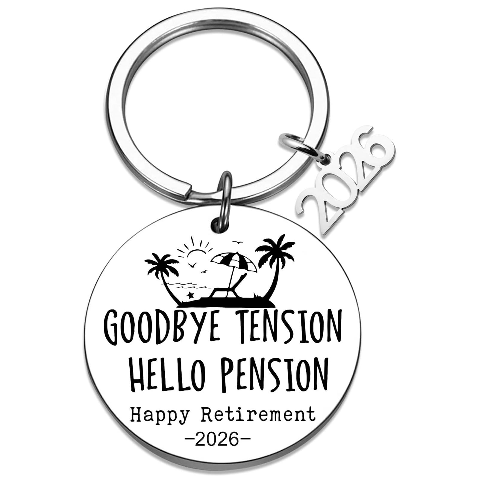 Retirement Gifts for Women Men Keychain "Goodbye Tension Hello Pension”