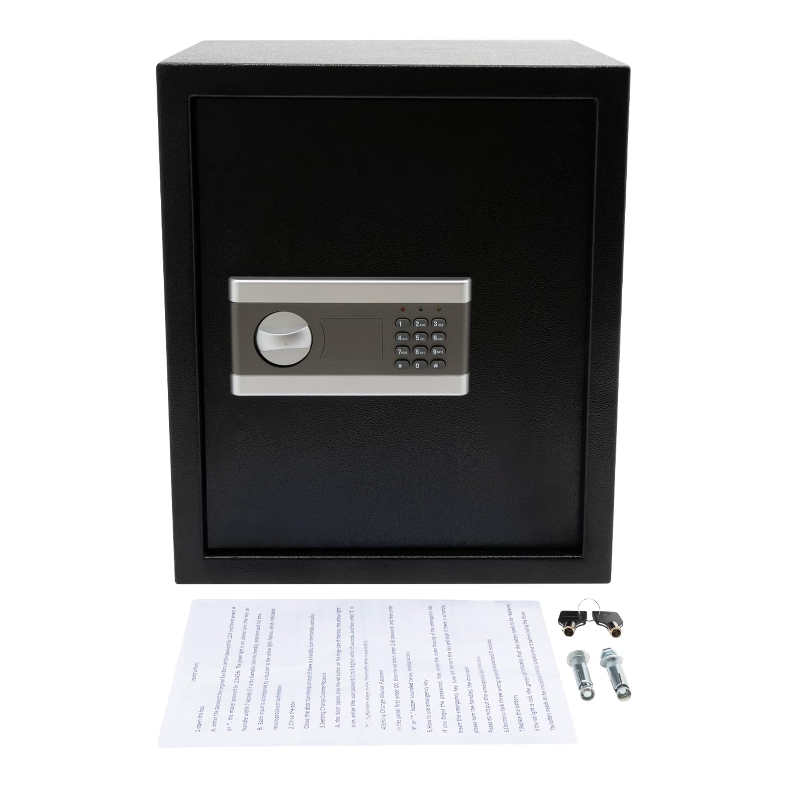 Coffre-fort mural 45 l - Résistant au feu - 38 x 31 x 45 cm - Grand coffre-fort numérique combiné - Avec 2 clés d'urgence, 45L Tresorschrank Haushalt