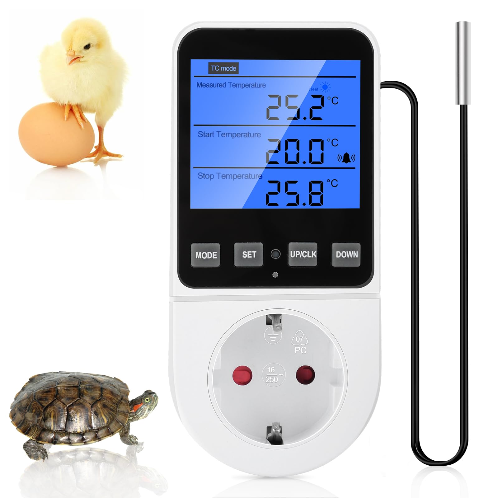 Prise de contrôle de la température de l'horloge, Thermostat numérique 230V, régulateur de température pour Le Chauffage, Le Refroidissement et la Ventilation