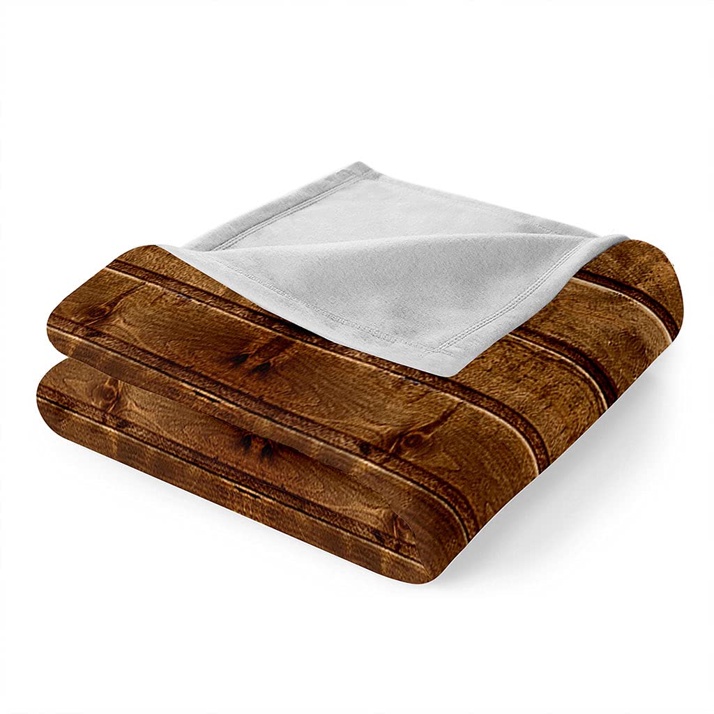 Mantas para Cama De Franela Invierno para Infantil Y Adulto 150X200Cm Manta Polar De Felpa De Microfibra Suave para Sofá, 3D Tablero De Madera Rayado Marrón Patrón, Cálida Y Transpirable