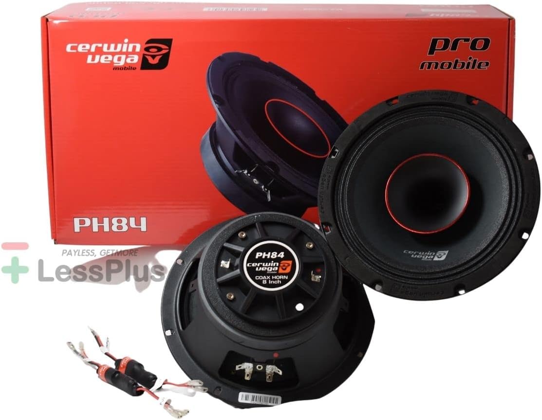Cerwin Vega 8" PRO Full-Range Co-Ax Horn Speaker in a Pair - 4ฮฉ High Sensitivity Car Coaxial Speakers with Ferrite Strontium Magnet, Advanced Voice Coil, Tweeters for Superior Car Audio System PH84