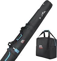 KEMIMOTO Padded Ski & Boot Bag Combo - Fits Skis to 200cm, Durable Snowboard Travel Bag for Air Travel