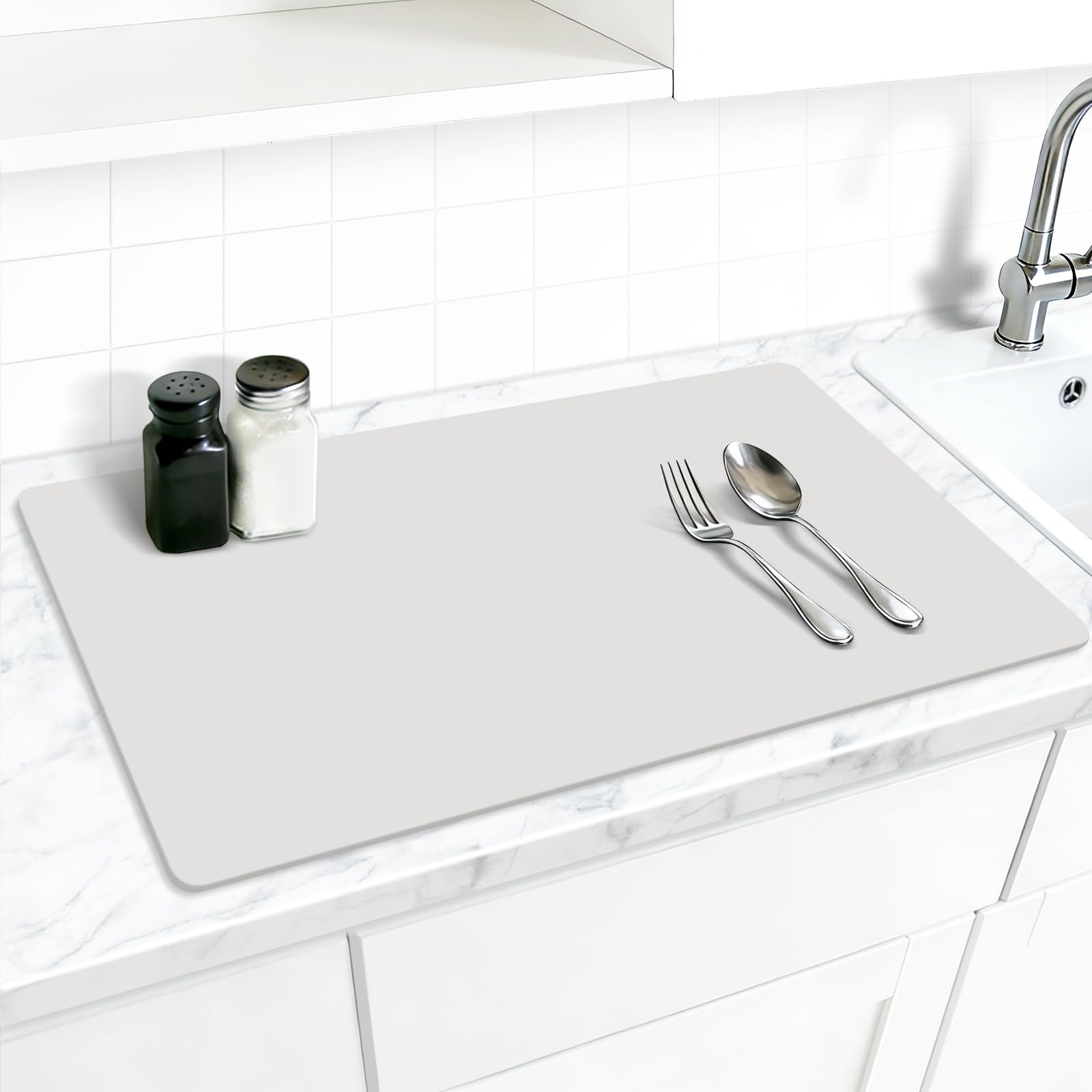 AECHY Silicone Mats for Worktops 70x42x0.2cm, Heat Resistant Mat Waterproof Kitchen Worktop Protector, Extra Large Silicone Mat, Nonstick Craft Mat Kitchen Table Placemats for Countertop, Light Gray