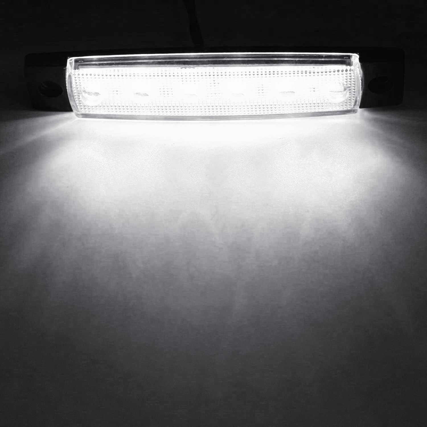 Seitenmarkierungsleuchte, 20 Stück Auto-Seitenblinker 6 LED Positionslichter vorne hinten 12V-24V für LKW Anhänger, LKW, Van, Caravan, Boot, Bus, SUV, Seitenlichter (Weiß)