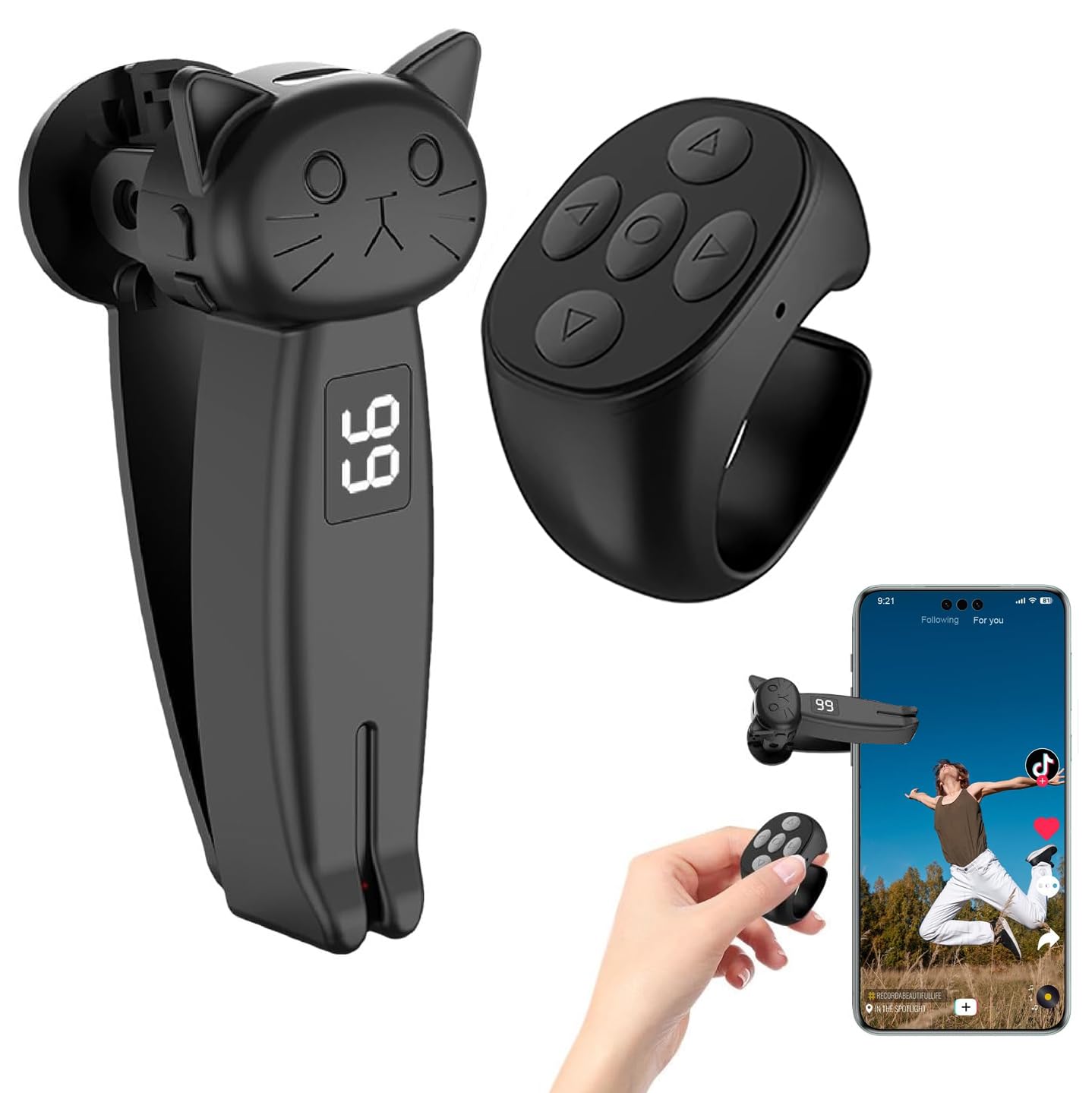 Angju Wireless Remote Page Turner for kindles, Scrolling Ring for Phone, ipadss, Tiks Tok, Camera Remote Shutter Selfie Controller, Page Turner, Screen Clicker, Speed Clicker