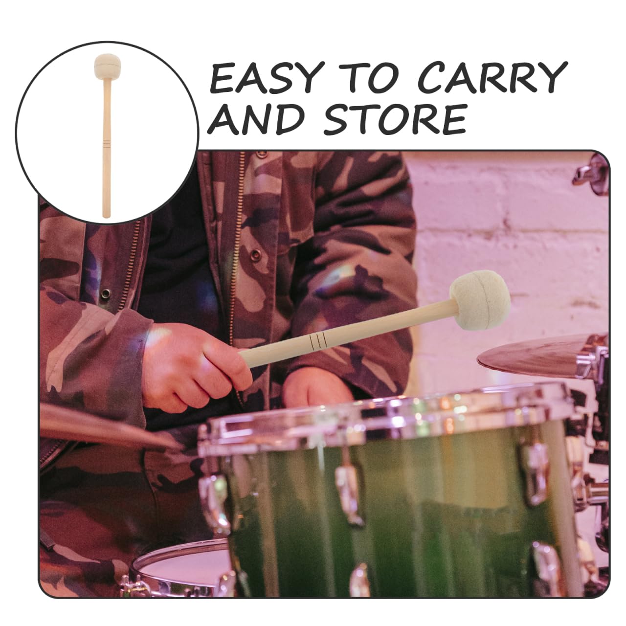 SUPVOX Maillets À Percussion En Feutre Avec Manche En Érable 36 Cm Accessoire De Batterie Polyvalent Pour Tambours Son Doux Prise Ergonomique