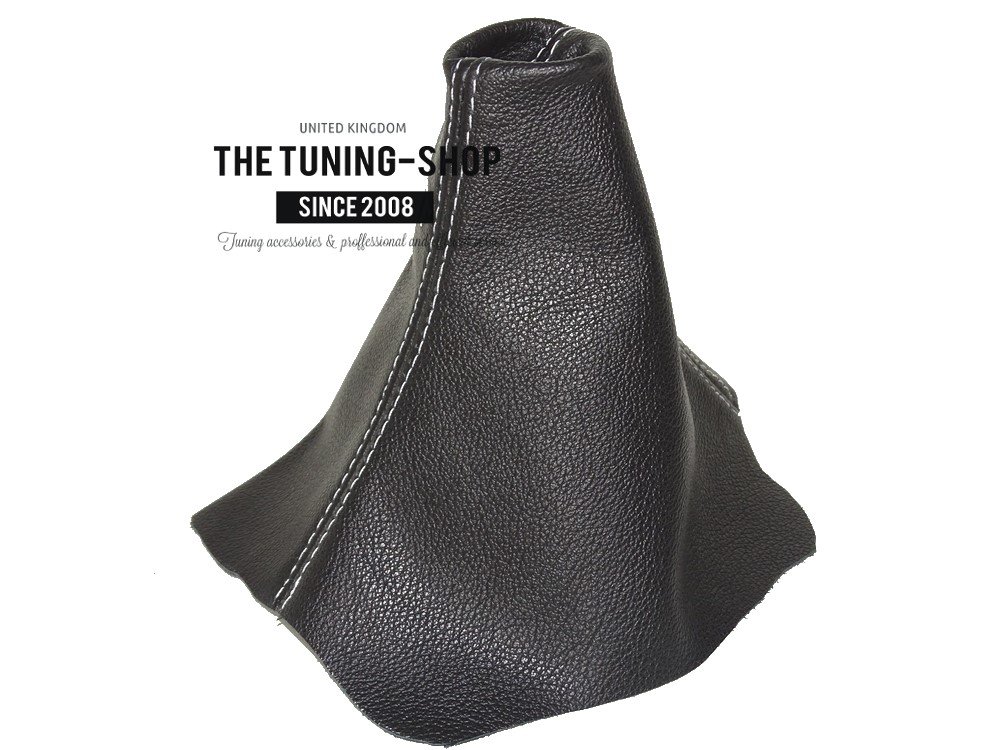 The Tuning-Shop for Volkswagen B6 B7 2006-2015 Shift Boot Black Genuine Leather White Stitching