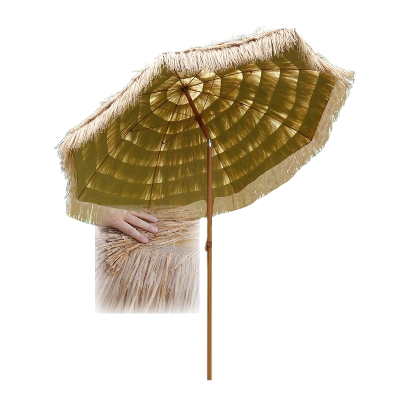 Beach parasols, Tilting Tiki Round Simulated Straw Parasol