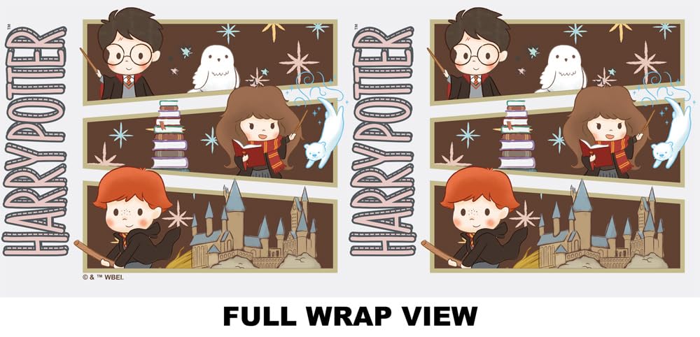 LOGOVISION Harry Potter Kids Tritan Plastic Water Bottle with Straw Lid and Handle, Reusable Tumbler for Toddlers, Unisex for Girls and Boys, 12oz, Trio Panels