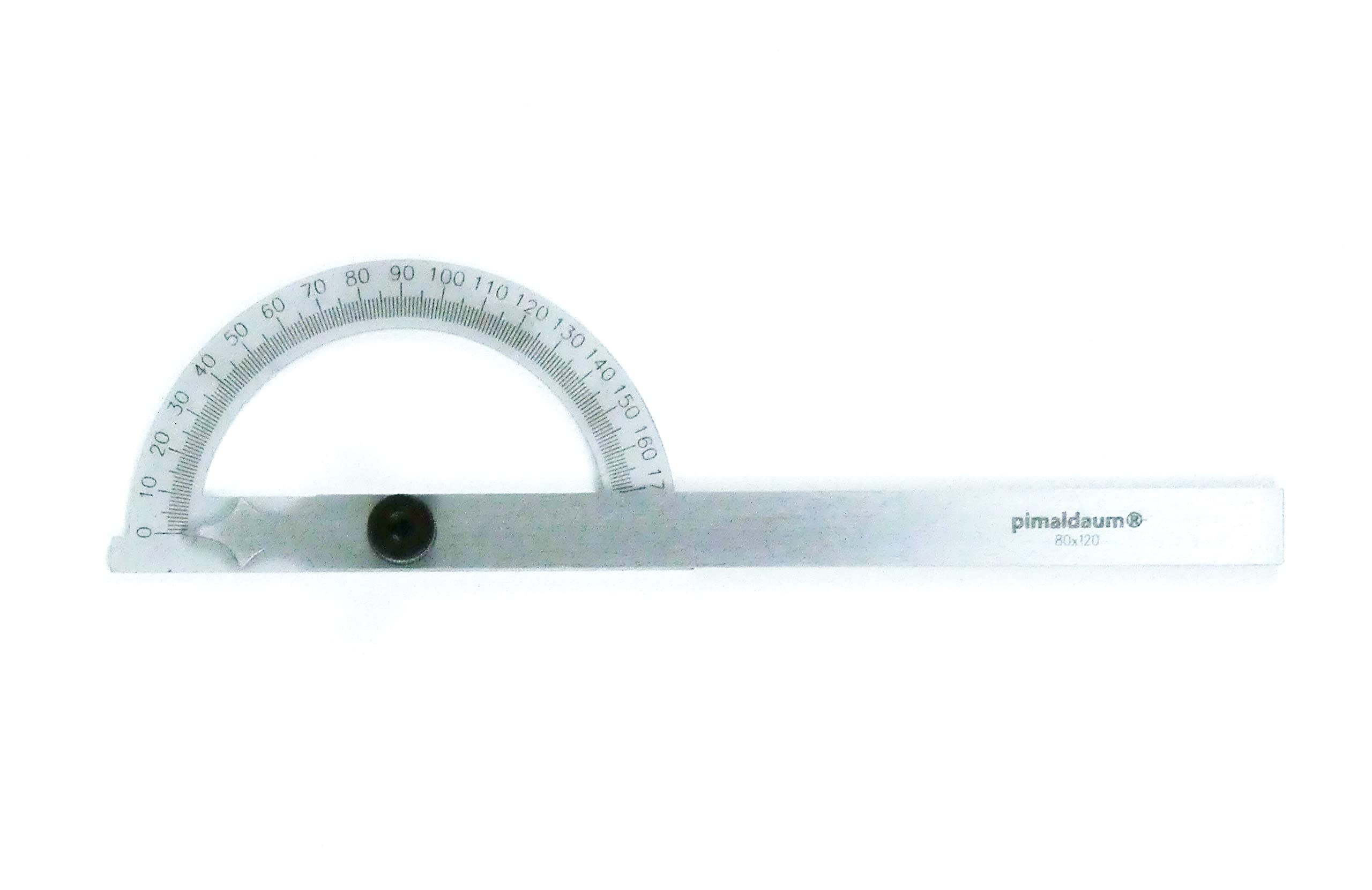 Goniometro angolare 0–180° professionale | Misuratore di angoli con righello regolabile | Strumento di precisione per misurare e tracciare angoli | 1 pezzo, varie m (80 * 120 mm)
