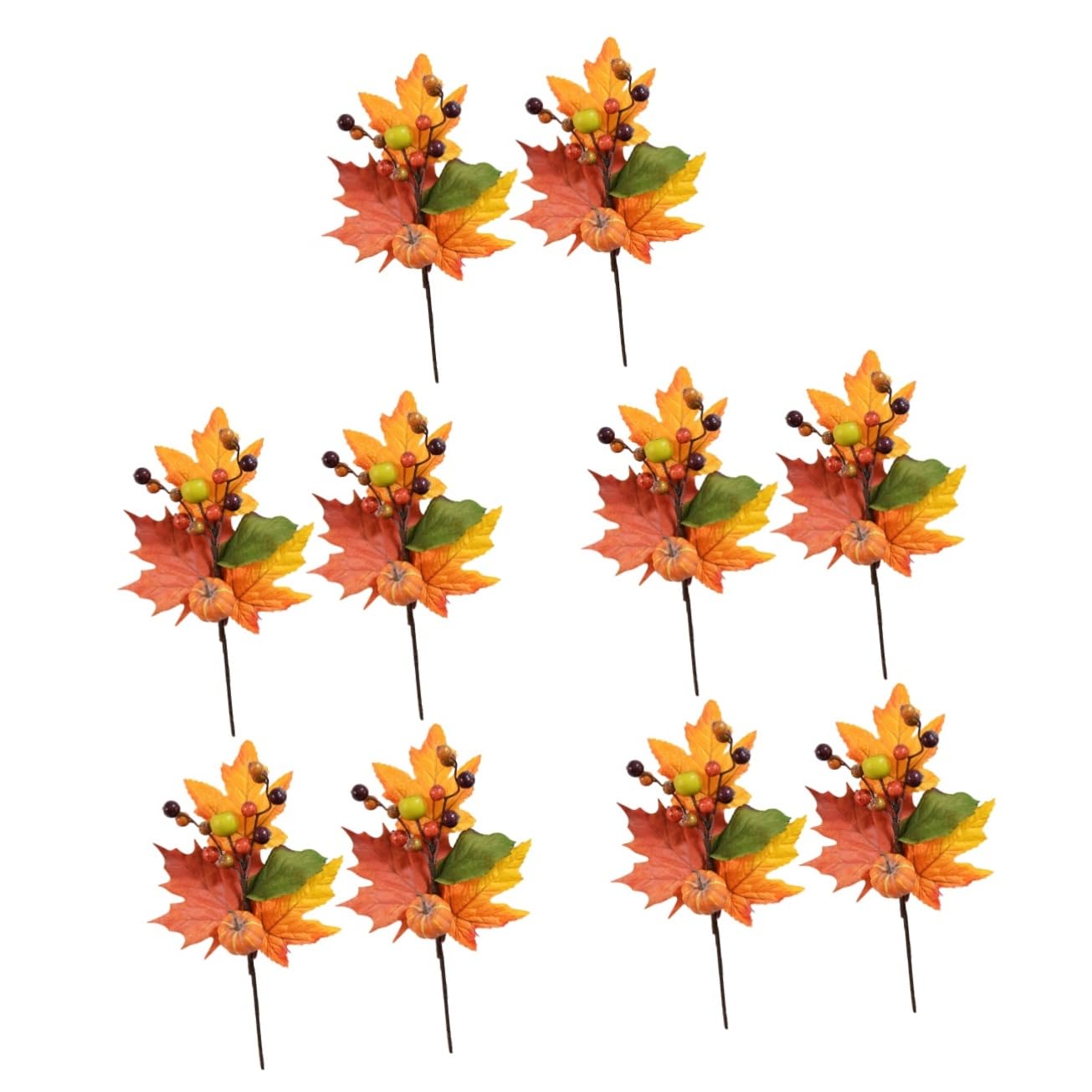 Gadpiparty Zweige Herbst 10 STK Faux-ahorn-kürbis Ahornblatt Fallen Künstlicher Kürbiszweig Ahornblatt-Bouquet Künstlicher Ahornblattzweig Thanksgiving-kürbiszweig Requisiten Seidenblume Herbst