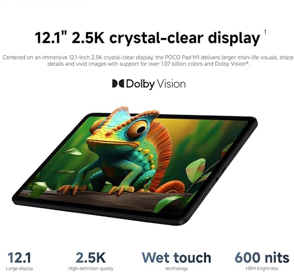 XIAOMI POCO Pad M1 Tablet, 8GB+256GB,Snapdragon 7s Gen,12.1" 2.5K Crystal-Clear Display,Battery12000mAh,Negro(con cargador incluido) - 2
