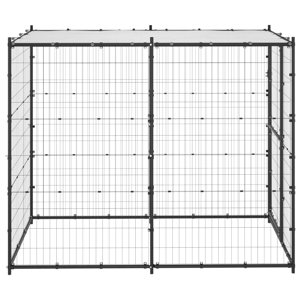 Homgoday Cuccia per cani da esterno in acciaio con tetto 110 x 220 x 180 cm, cuccia per cani, cuccioli, recinto da giardino, recinto per cani, cuccioli, conigli e gatti