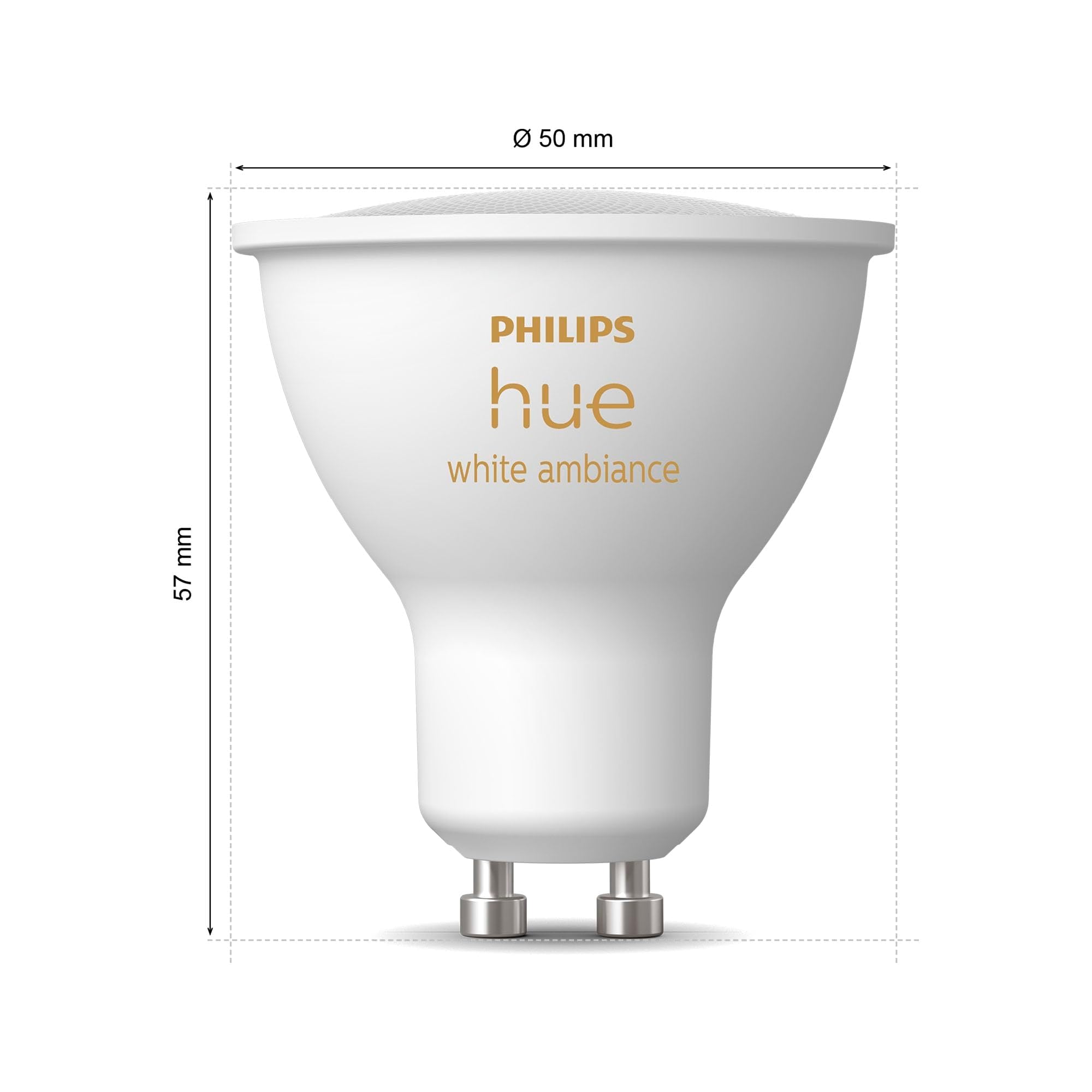 Philips Hue White Ambiance, Faretto LED Smart GU10, Luce Bianca da calda a fredda, 400lm, Compatibile con Bluetooth, controllo vocale con Alexa, Apple Home e Google Assistant, pack da 3