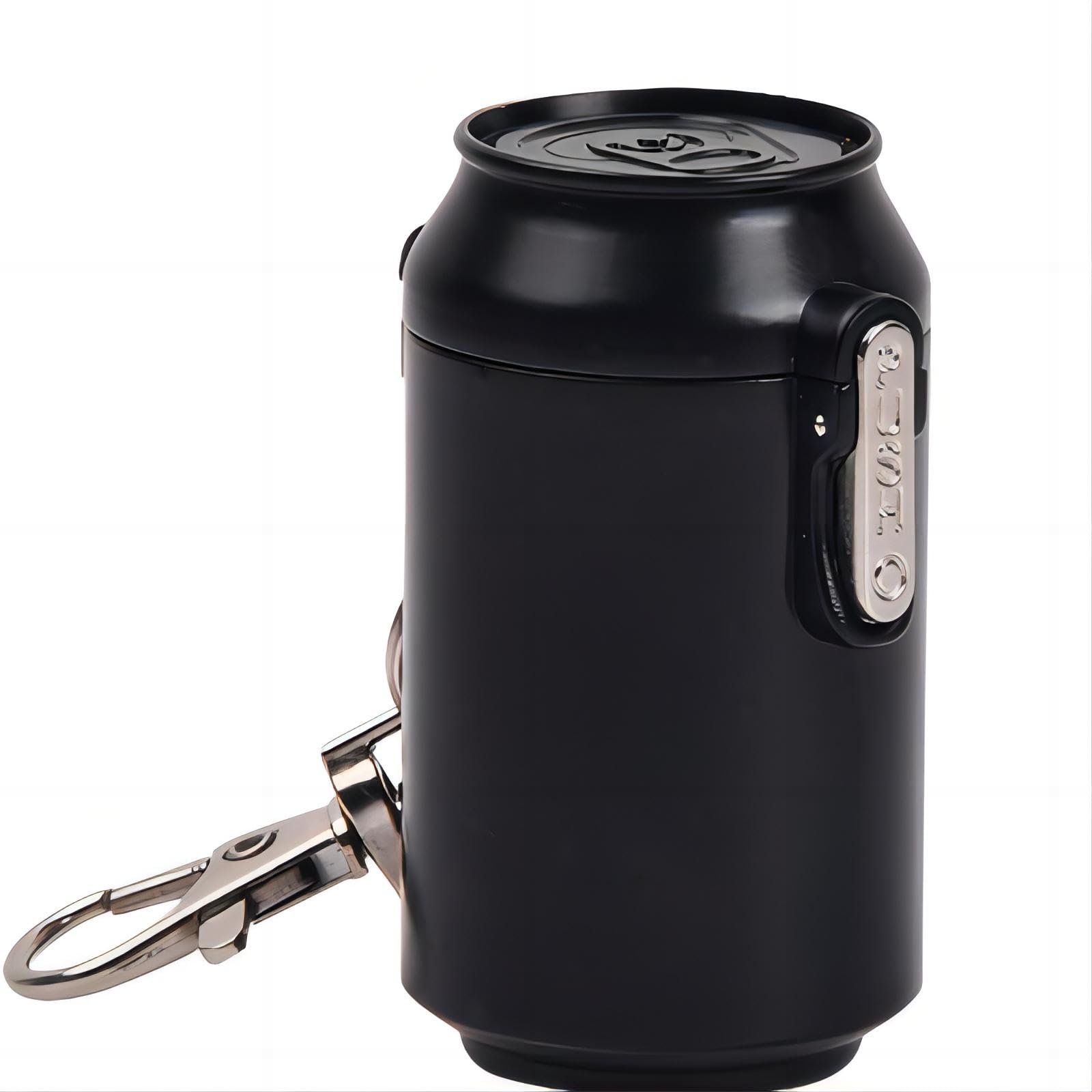 Nivofu Popielniczka kieszonkowa na podróż, bezzapachowa, z karabińczykiem i pokrywką, mini popielniczka To Go, przenośna popielniczka metalowa, do papierosów na zewnątrz, na kemping (czarna)