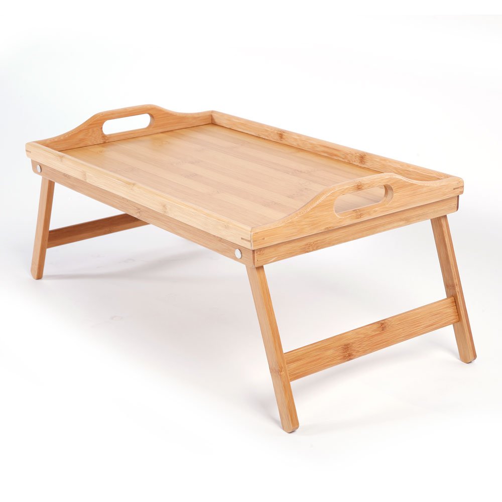 Verke Bamboo Adjustable Laptop Desk with Handle for Serving Breakfast in Bed