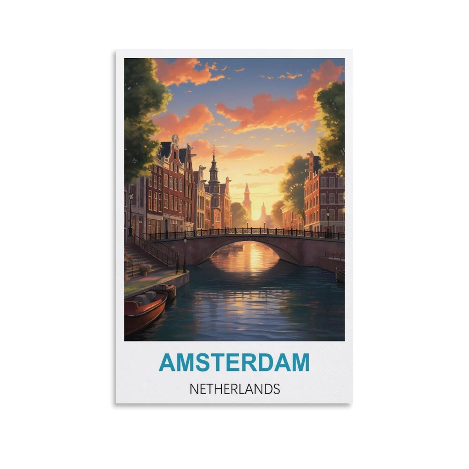 Metal Tin Sign,Amsterdam Netherlandss,Metal Wall Decorative Tin Signs for Home Kitchen Bar Coffee Shop Club Orchard Decoration 30x30cm