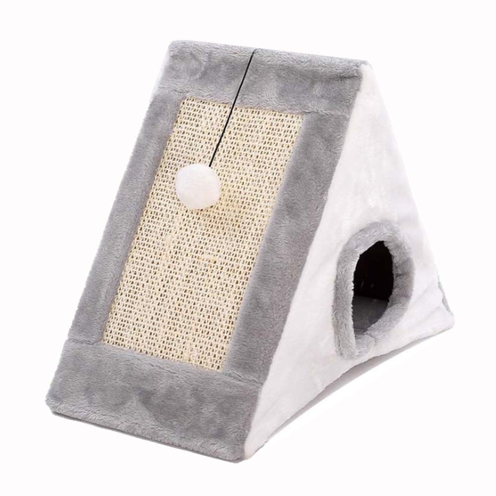 Cat Tower with a Cozy Condo Scratching Board and Fuzzy Ball Easy to Fold and Store Great for Kittens and Small Cats (Grey)