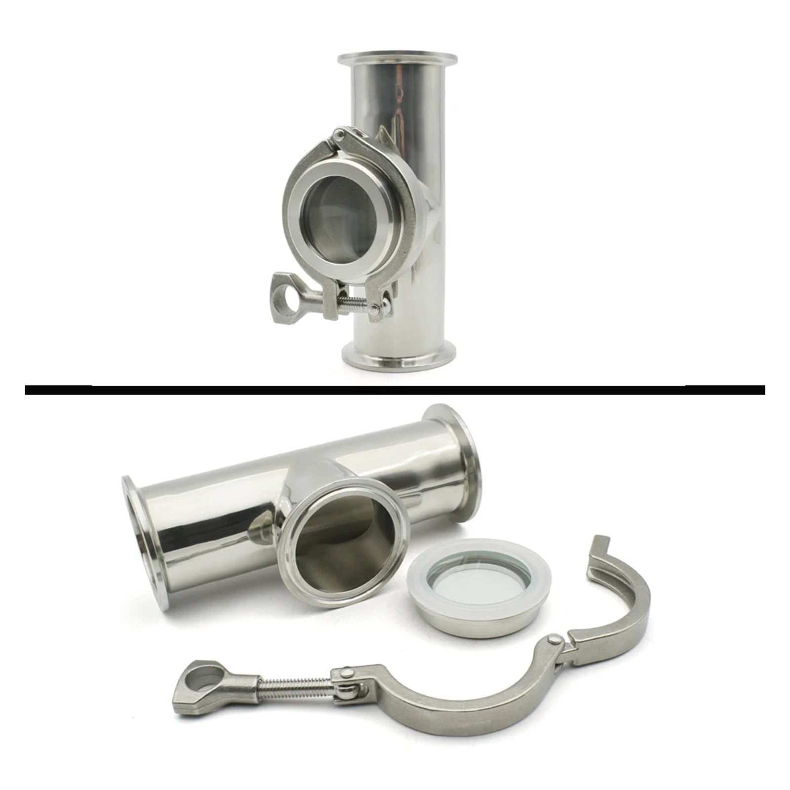 Indicatore di flusso sanitario da 1,5"-4", diottria, rifrattometro ottico in acciaio inossidabile 304, diametro esterno 50,5-119 mm(Pipeline tee,63MM X FERRULE 77.5_1 PCS)