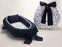 Kit Ninho Redutor de Berço com Almofada de Amamentação para Menino, Azul (Princípe marinho)