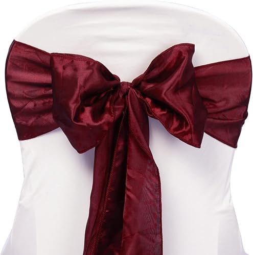 Miniatura 7 de FYNITE Paquete de 12 bandas y lazos de satén para sillas  Banda para suministros de eventos de boda, decoraciones, fiestas, graduaciones, bandas de