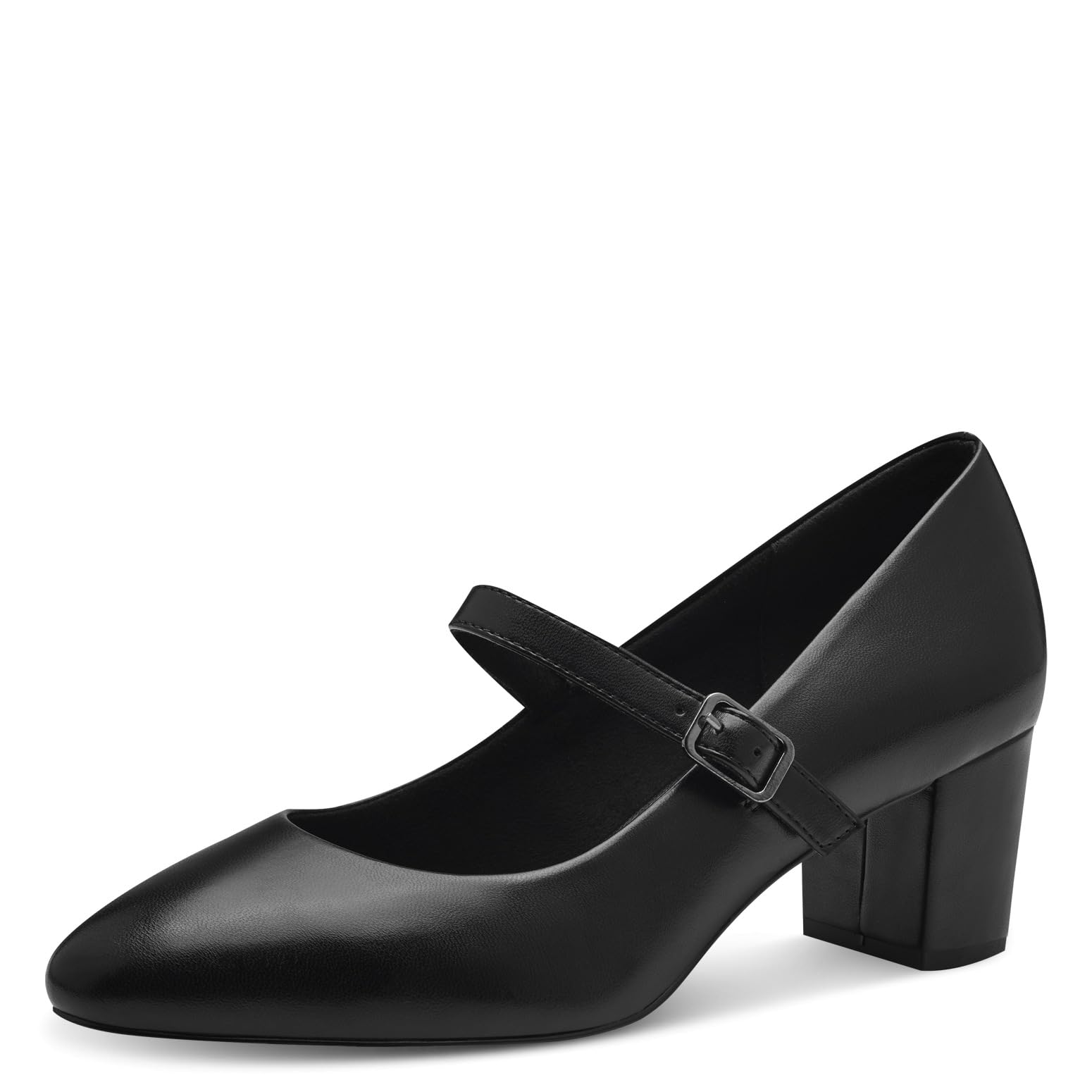 MARCO TOZZI Women's Pointed Toe Block Heel Strappy Court Shoes, Black, 8.5 UK