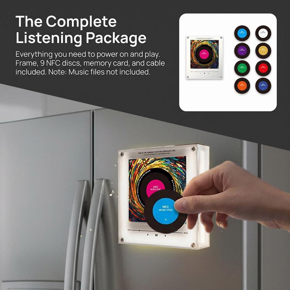 Magnete magnetico per frigorifero, con musica personalizzata, adesivi per canto a induzione NFC, confezione da 9 piastrelle audio programmabili intelligenti con luci RGB, luce notturna rotante in