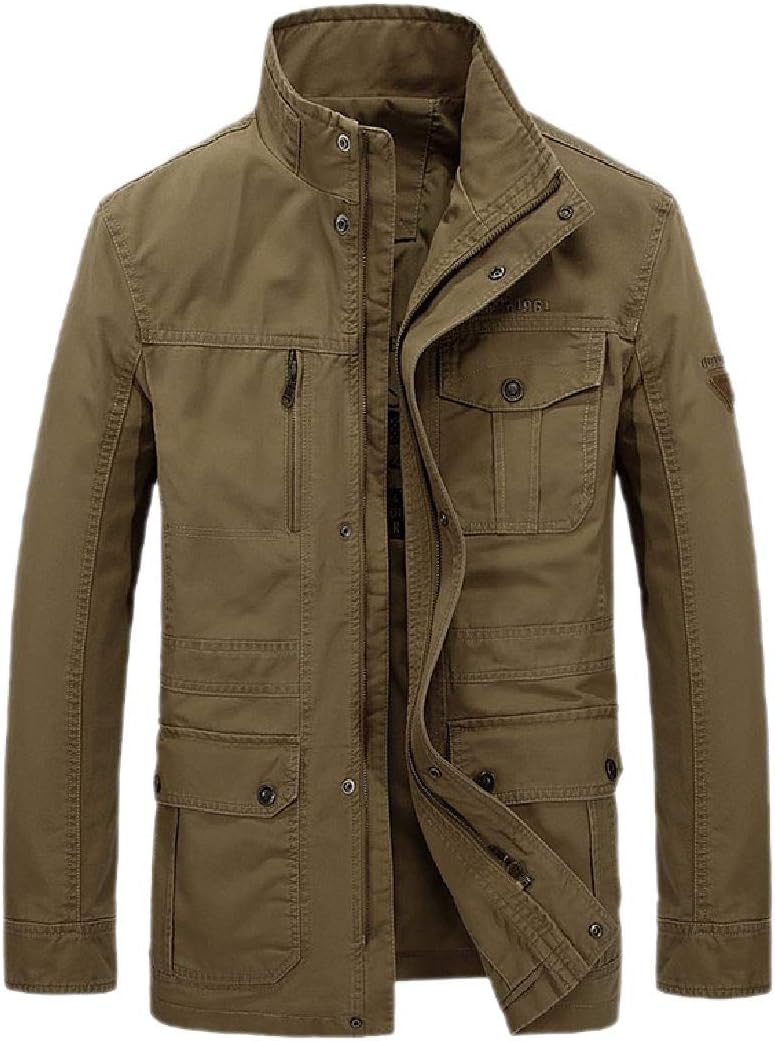 Men Military Jacket Lightweight Stand Collar Windbreaker Bomber Coat