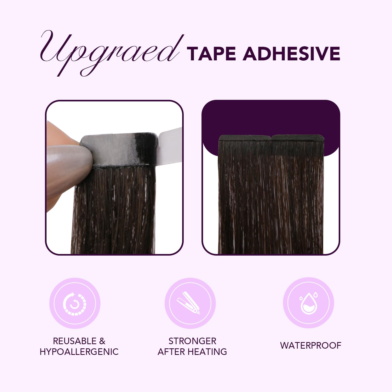 Sindra Extension Adhesive Cheveux Naturel, Brun à cendré Brun et blond 40CM Extension Bande Adhesive Cheveux Naturel 20PCS 50G (T40-3/8/22)