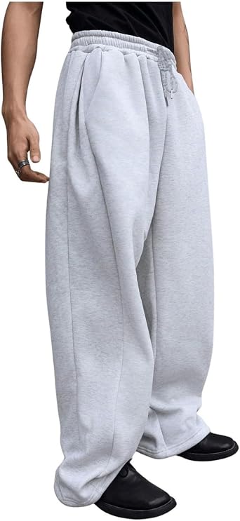 Mens Sweatpants Baggy Wide Leg Sweatpants Open Bottom Joggers Athletic Pants Tall Streetwear Trousers with Pockets
