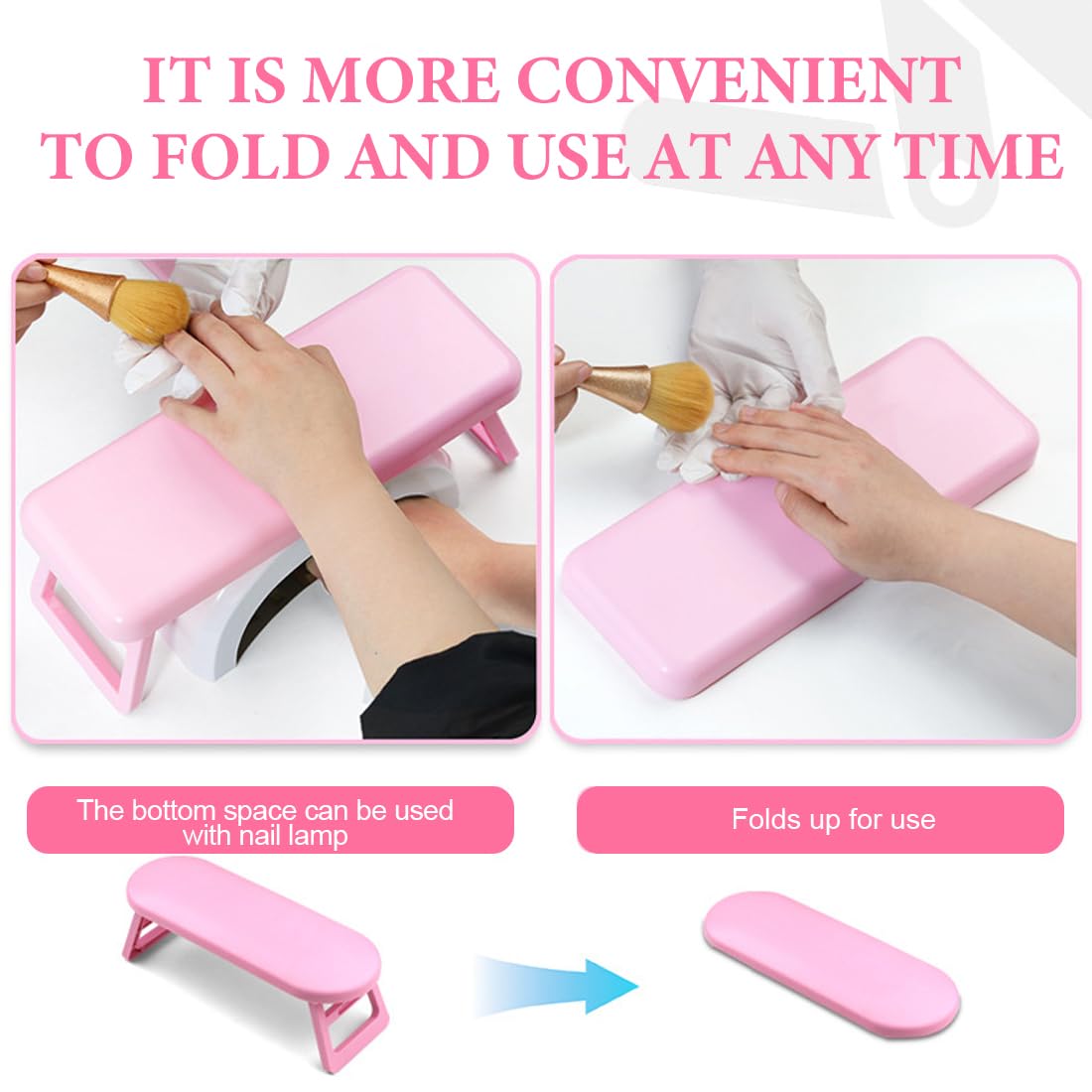 NHQZ Cuscino per Manicure pieghevole,Poggiamano Per Unghie,Poggia Mani Per Unghie Antiscivolo,Cuscino per Piedi per Manicure Scrivania in Plastica Antiscivolo per Nail Art