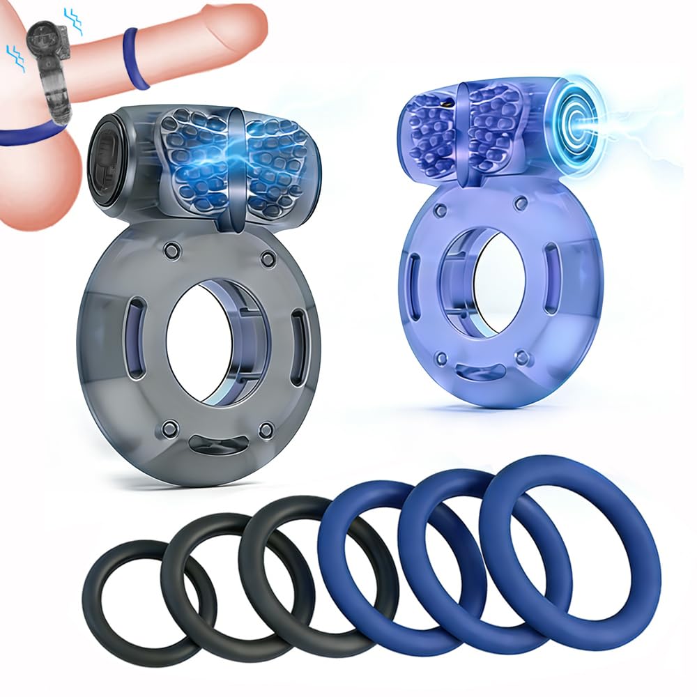 8Pcs Vibrating Cock Ring Penis Rings Sex Toys Vibrator for Men Erection Lasting Stronger Strechy Clitoral Stimulator Adult